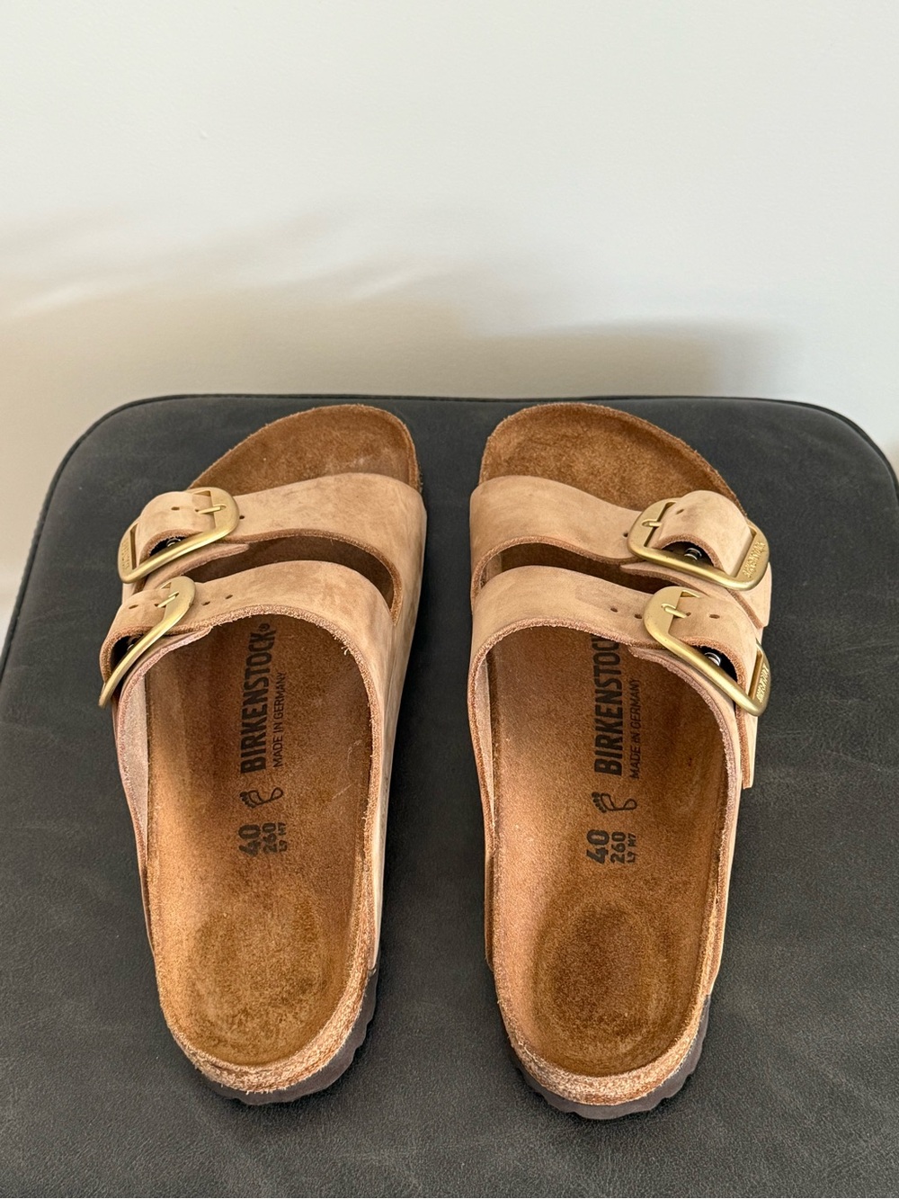 Birkenstock Two-Strap Buckle Sandals - Tan Suede - Picture 2 of 7